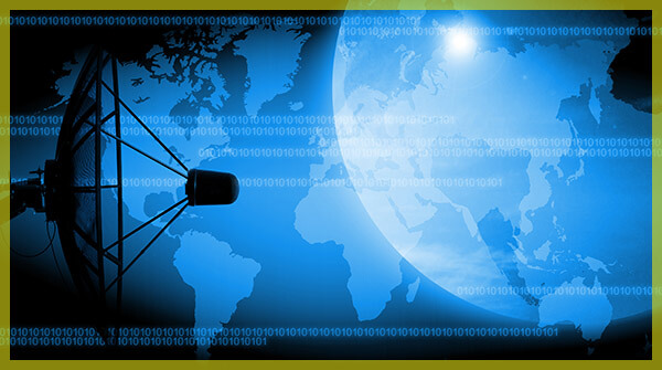 Sattelite dish & planet earth implies news